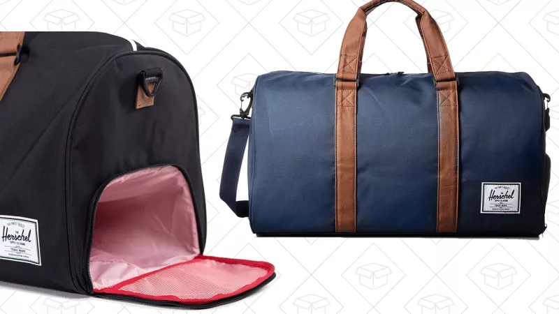 Herschel Supply Co. Novel Duffel - Navy/Tan | $60 | AmazonHerschel Supply Co. Novel Duffel - Black/Tan | $60 | AmazonHerschel Supply Co. Novel Duffel - Raven Crosshatch | $59 | Amazon